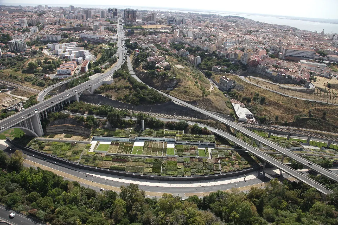 Vista aérea da Fábrica de Água de Alcântara, Lisboa